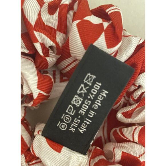 Chanel Red & White Logo Silk Hair Scrunchie Set - Picture 7 of 7